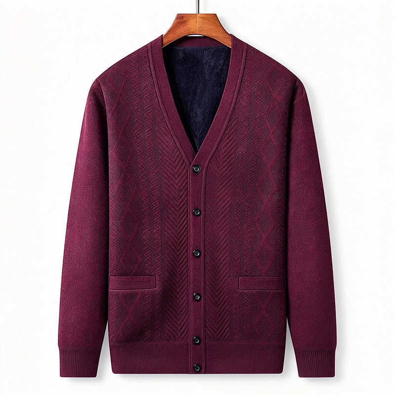Herre klassisk termisk cardigan genser