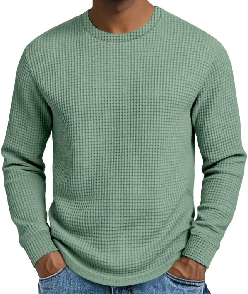 Casual langermet herre-sweatshirt med rund hals og smal passform