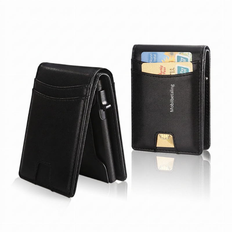 Tynn slank RFID-blokkerende lommebok for menn, minimalistisk