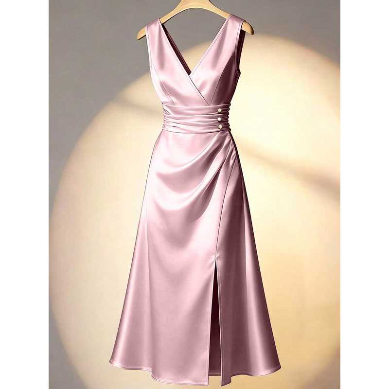 Damen ärmelloses Kleid mit V-Ausschnitt und figurbetontem Schnitt