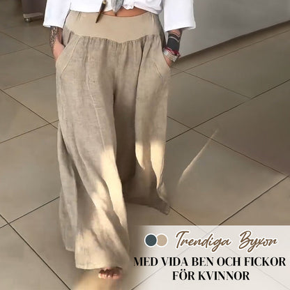 2025 Ny Design👗✨Dambyxa med Resår och Fickor i lös Passform