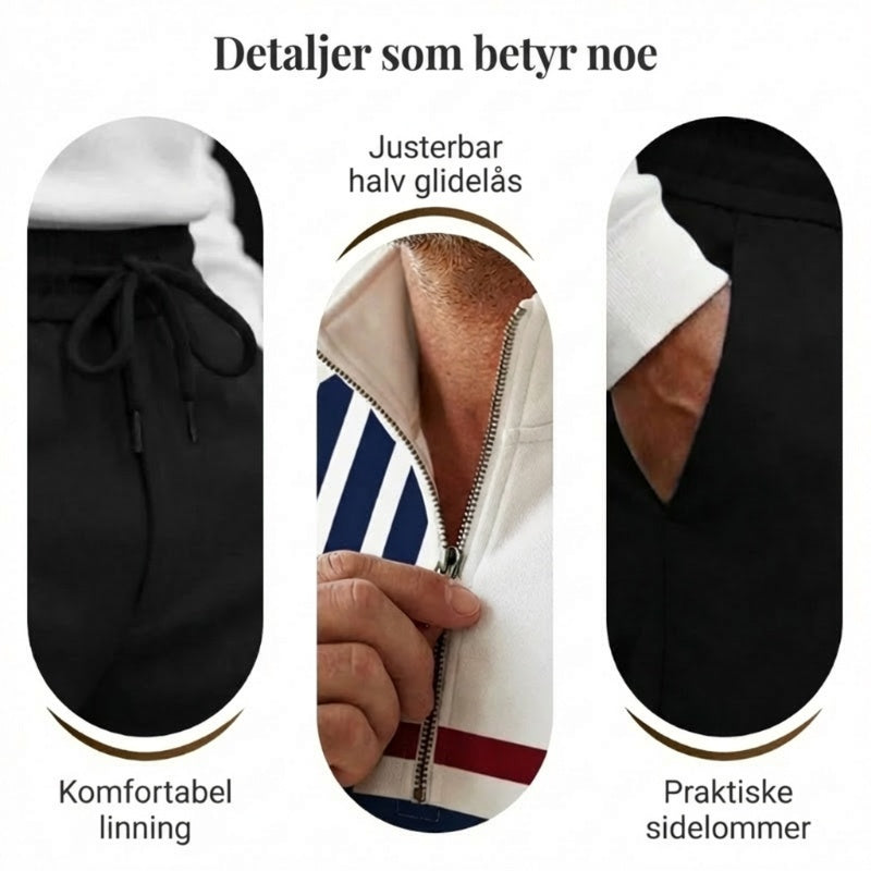 🌿👬Herresett med grafisk trykk, genser og bukser