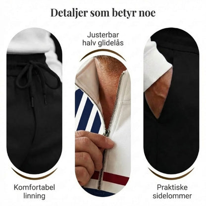 🌿👬Herresett med grafisk trykk, genser og bukser