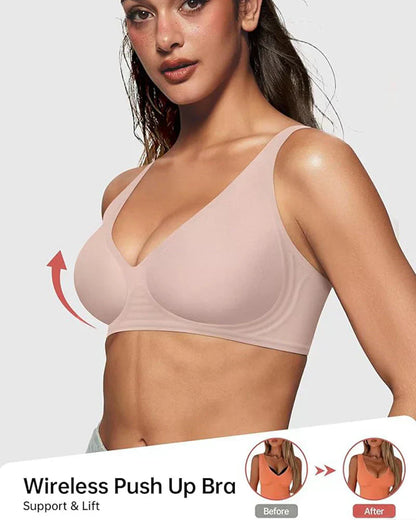 Djup V-Ringad Push-up BH utan Bygel och Sömmar i Geléstil
