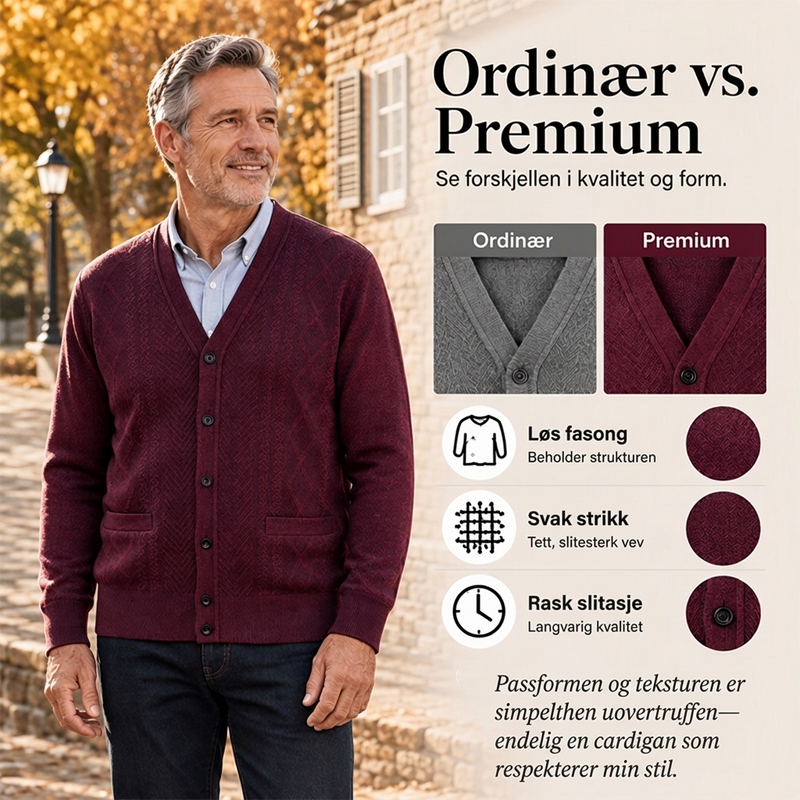Herre klassisk termisk cardigan genser