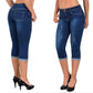 Slitna capris-jeans med upprullad fåll