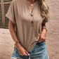 Vardagskläder för kvinnor Casual Button Pullover V-Neck Kortärmad Skjorta