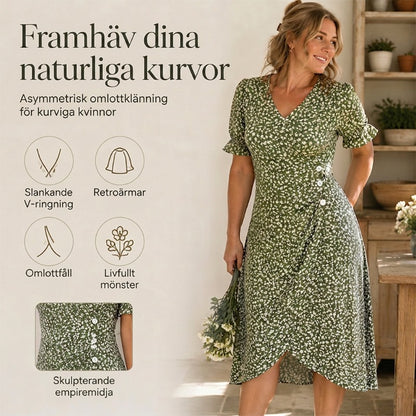 Avslappnad omlottblommig klänning för kvinnor