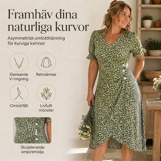 Avslappnad omlottblommig klänning för kvinnor