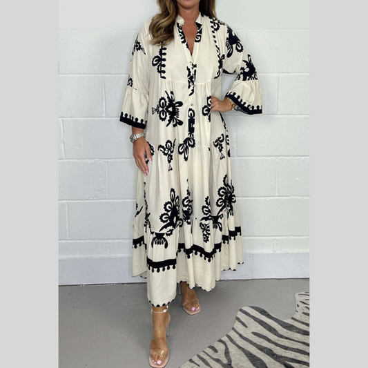 👗49%-rabatt🌸Kvinnor Fritidstryckt Klänning💕