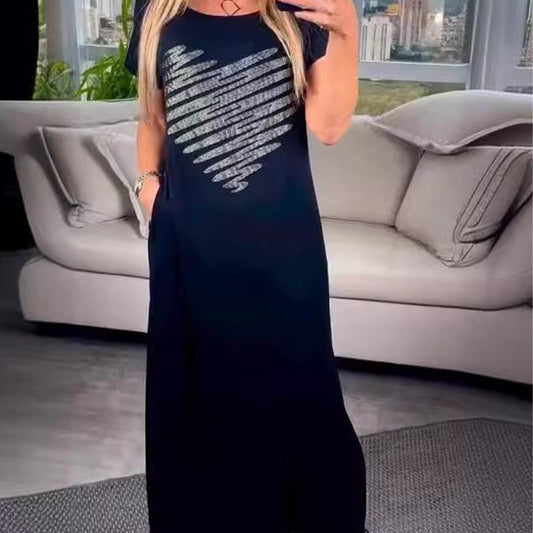 Lång t-shirtklänning med slits i sidan