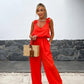 Ärmlös jumpsuit med vida ben för kvinnor