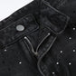 ✨Raka jeans med glitter och urban stil för kvinnor