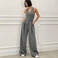 ✨2025 Nya produkter Begränsad försäljningstid🔥 Ärmlös Jumpsuit med Breda Ben och Knäppning för Kvinnor