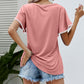 Casual T-shirt med rund hals och pom-pom-ärmar för kvinnor