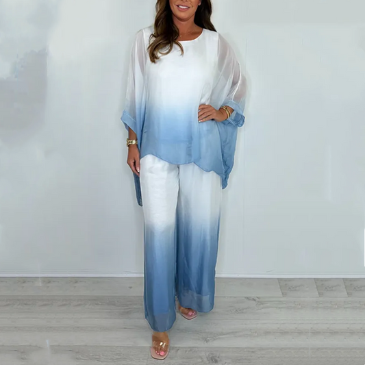 🔥2025 Ny🔥Mesh Mix Dip Dye-set med löst hängande topp och byxor