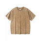 Unisex/lös retro enfärgad kortärmad topp