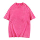 Unisex/lös retro enfärgad kortärmad topp