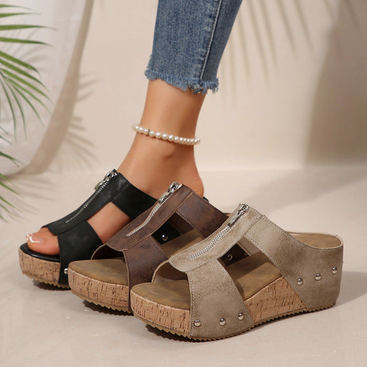 🔥2025 Ny 50% rabatt Hot Sale🔥sandaler med öppen tå och kil i mode