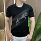 Kortärmad T-shirt med rund hals för män med tryck