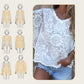 Boho Chic Blus i Genomskinlig Spets med Broderier för Kvinnor
