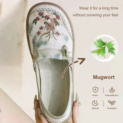 🔥Het försäljning⏳Broderade skor med platt slip-on för kvinnor