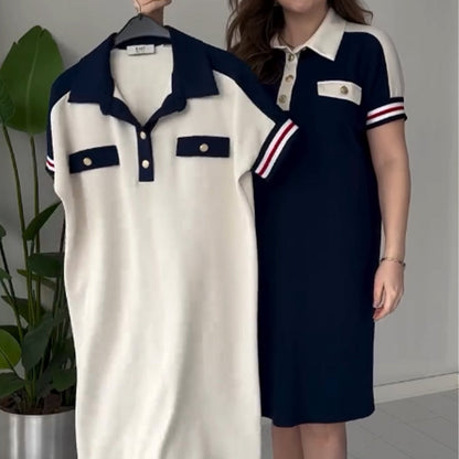 🎉💃2025 Ny sommar 😍Damer Casual Fashion Lapel Kortärmad Klänning😍