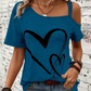 Kortärmade off-shoulder-tröjor för kvinnor med hjärttryck