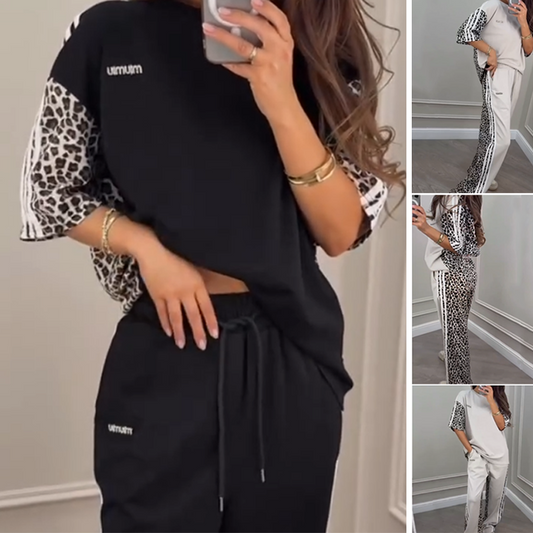 🌺 2025 Nya Arrive - 50% rabatt🌺 Patchwork Sweatshirt med leopardtryck