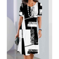 ✨Sommar Mode👗Dam Casual Löst Silhuett Blommig 3D-Digitaltryck Rundhalsad Klänning
