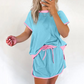Dammode Färgkollision Kortärmad Topp & Shorts 2-delat Set