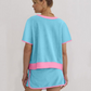 Dammode Färgkollision Kortärmad Topp & Shorts 2-delat Set