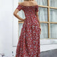 Elegant blommig off shoulder-klänning för kvinnor