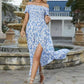 Elegant blommig off shoulder-klänning för kvinnor