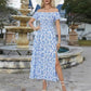 Elegant blommig off shoulder-klänning för kvinnor