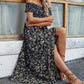 Elegant blommig off shoulder-klänning för kvinnor