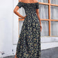 Elegant blommig off shoulder-klänning för kvinnor