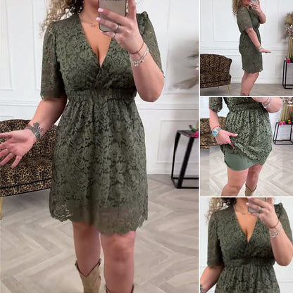 ⏰2025 nytt tidsbegränsat erbjudande🌸Eleganta V-ringade spetsklänningar för kvinnor