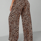 Dammode Leopardmönstrade Raka Vida Byxor