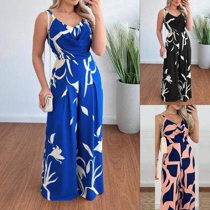Spaghetti Strap Backless Jumpsuit med vida ben för kvinnor