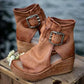 Peep-Toe Wedge Ankelstövlar med spänne