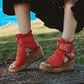 Peep-Toe Wedge Ankelstövlar med spänne