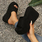 Öppna slip-on-sandaler med kilklack för kvinnor