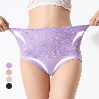 🤩Köp 1 Få 2 gratis🤩-Plus storlek hög midja spets briefs för kvinnor