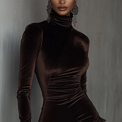 Elegant asymmetrisk klänning med spetsar för kvinnor