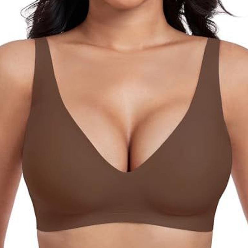 Sømløs BH med dyp V-utringning og push-up-wire