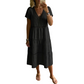 🌸👗✨ Elegant damklänning med V-ringning och spetsdetaljer – feminin, elegant, perfekt för speciella tillfällen. 🕊️