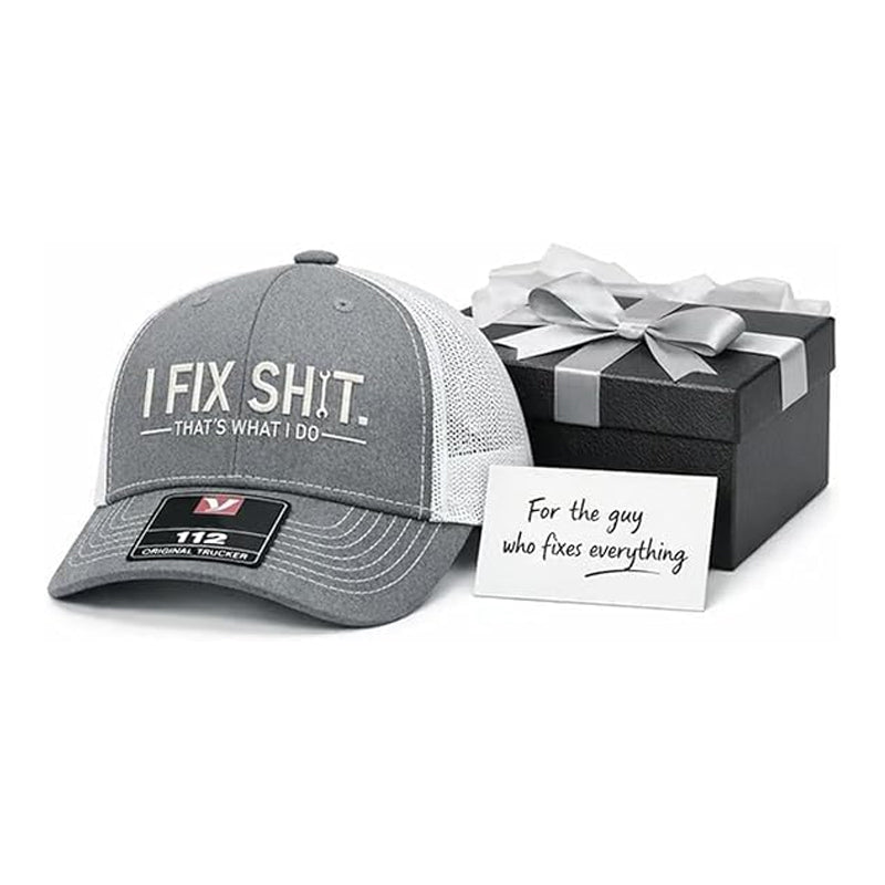 🧢 2026 NYHET 😎 Mesh bak traktorkapsel med "I Fix Shit" broderi – pustende utendørs solhatt ☀️🧢