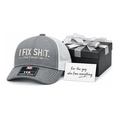 🧢 2026 NYHET 😎 Mesh bak traktorkapsel med "I Fix Shit" broderi – pustende utendørs solhatt ☀️🧢