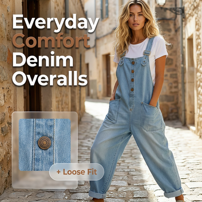 👖Dam casual baggy denimoveraller med fickor – Avslappnad stil, komfort hela dagen✨